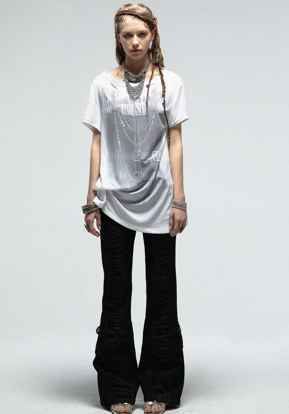 DOUBLEPUNCH丨Punk Digital Print Knot Detail T-Shirt - PSYLOS 1, DOUBLEPUNCH丨Punk Digital Print Knot Detail T-Shirt, T-Shirt, DOUBLEPUNCH, PSYLOS 1